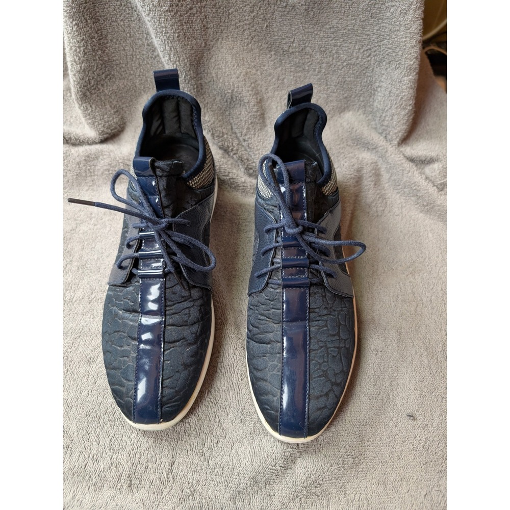 Stacy Adams Womens Navy Blue Textured Leather Fashion‎ Sneakers Size 8.5M